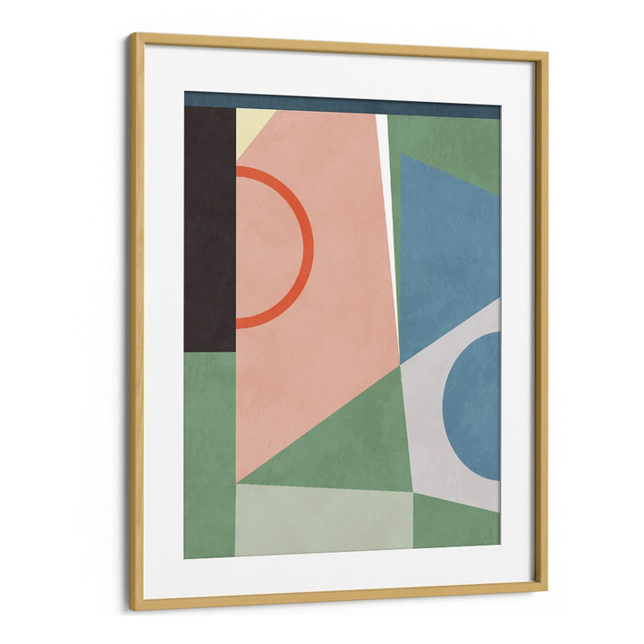 Colorful SPACES 2020 II, ABSTRACT PAINTINGS by Ana Rut Bre in an oak frame, perfect for home or office decor.