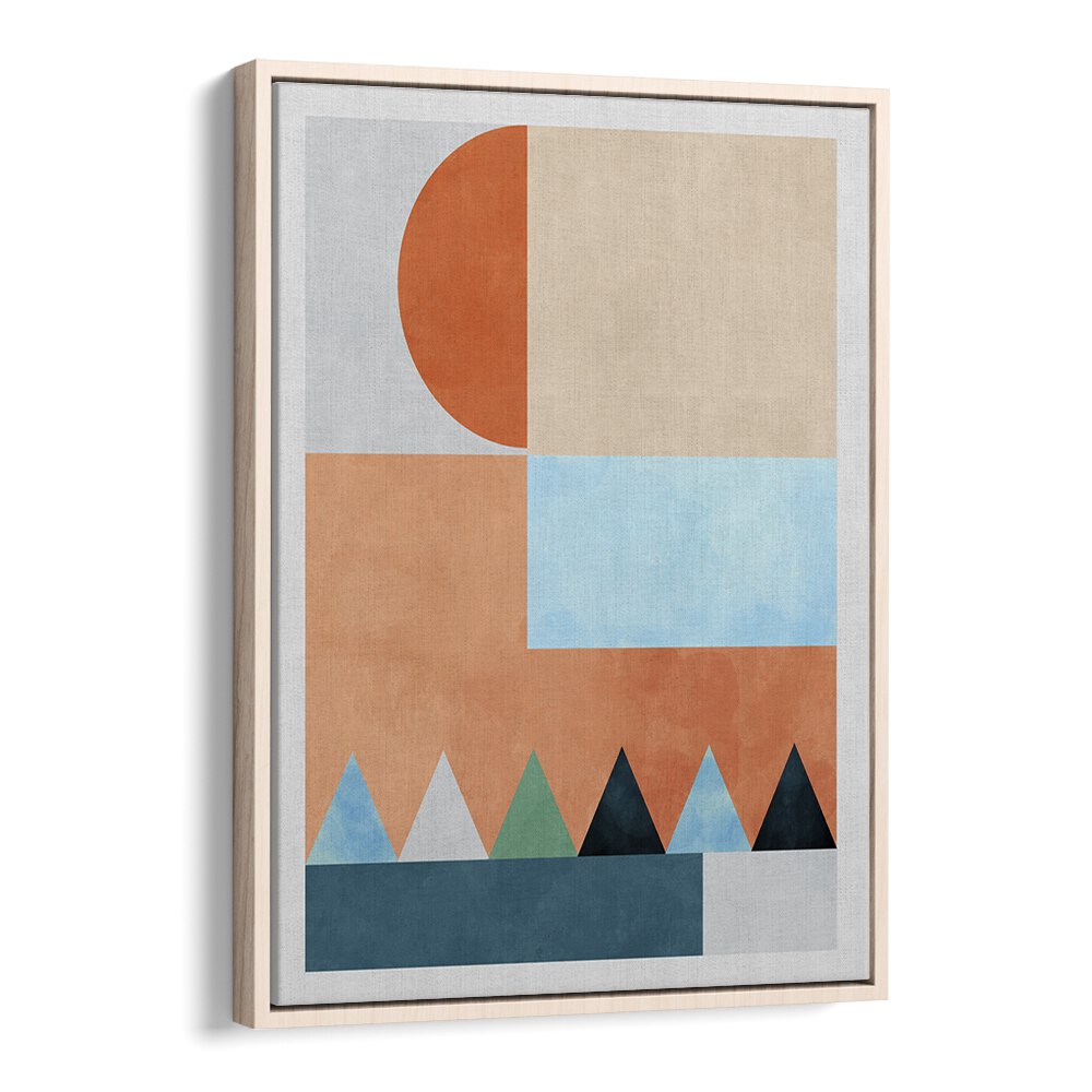 Transform your decor with SPACES BLEU DREIECK, ABSTRACT PAINTINGS by Ana Rut Bre, featuring vibrant geometric shapes.