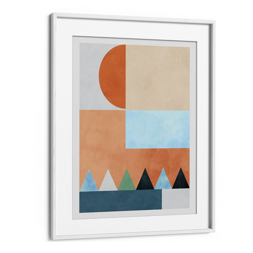 Transform your decor with SPACES BLEU DREIECK, ABSTRACT PAINTINGS by Ana Rut Bre in a stylish white frame.