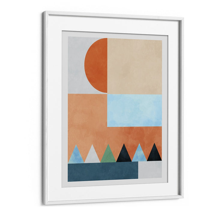 Transform your decor with SPACES BLEU DREIECK, ABSTRACT PAINTINGS by Ana Rut Bre in a stylish white frame.