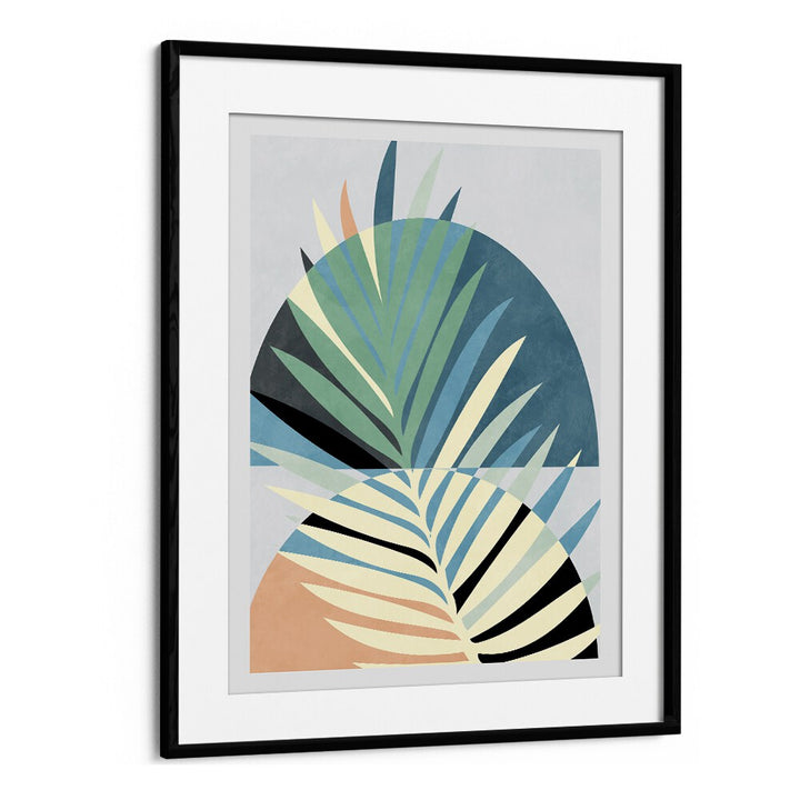 SPACES BLEU KOPIE, ABSTRACT PAINTINGS showcasing vibrant colors and shapes in a stylish black frame by Ana Rut Bre.