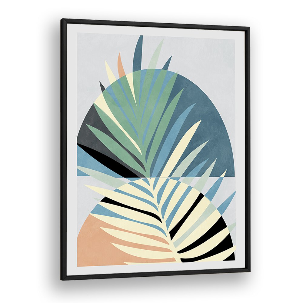 Colorful abstract painting featuring leaf designs, part of SPACES BLEU KOPIE, perfect for modern wall art.