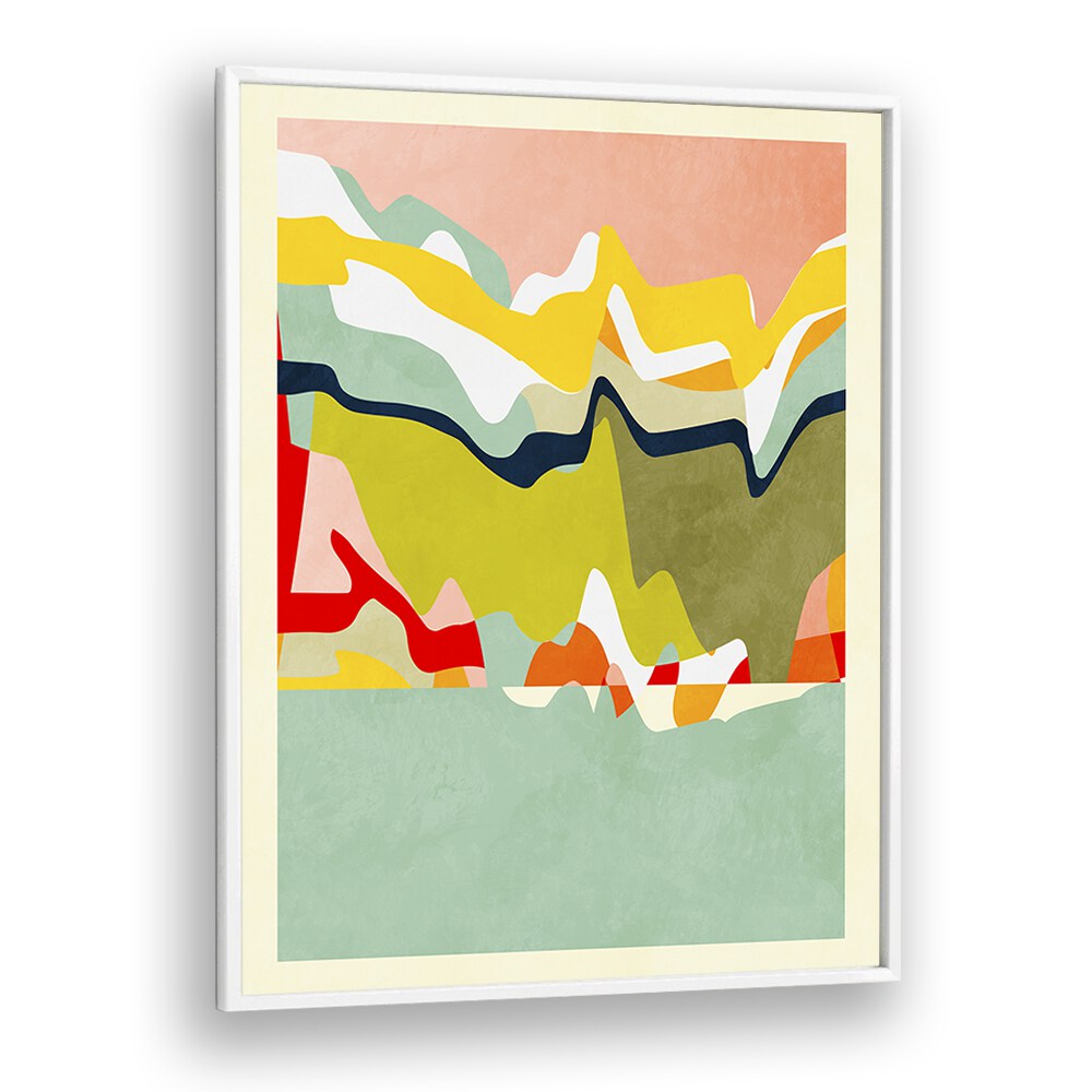 Colorful abstract painting titled SPACES LANDSCAP, ABSTRACT PAINTINGS by Ana Rut Bre, featuring vibrant forms and hues.