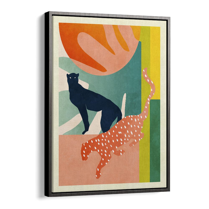 Stylish SPACES LEO KOPIE, ABSTRACT PAINTINGS featuring vibrant colors and animal silhouettes, perfect for modern decor.