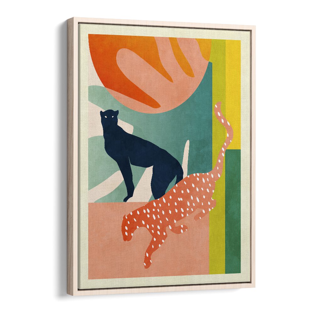 Colorful SPACES LEO KOPIE, ABSTRACT PAINTINGS by Ana Rut Bre, featuring playful animal silhouettes and bold shapes.
