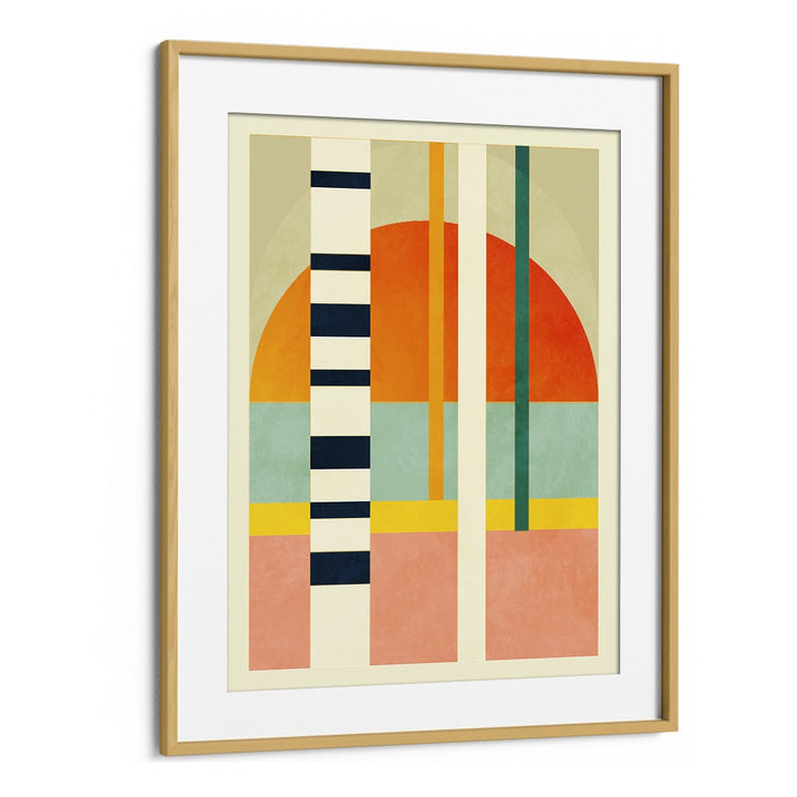 Bright and colorful SPACES II, ABSTRACT PAINTINGS by Ana Rut Bre in a modern oak frame, perfect for transforming your space.