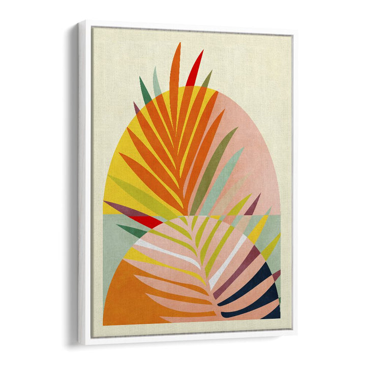Colorful palm leaves in vibrant hues define SPACES III, ABSTRACT PAINTINGS by Ana Rut Bre, perfect for modern decor.