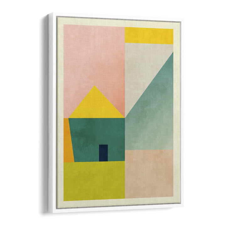 Colorful geometric shapes create a vibrant display in SPACES III HAUS, ABSTRACT PAINTINGS by Ana Rut Bre.