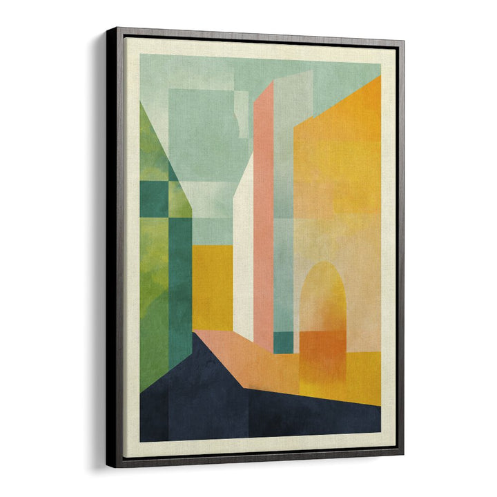 Transform your space with SPACES III TOWN, ABSTRACT PAINTINGS by Ana Rut Bre, featuring vibrant geometric shapes.