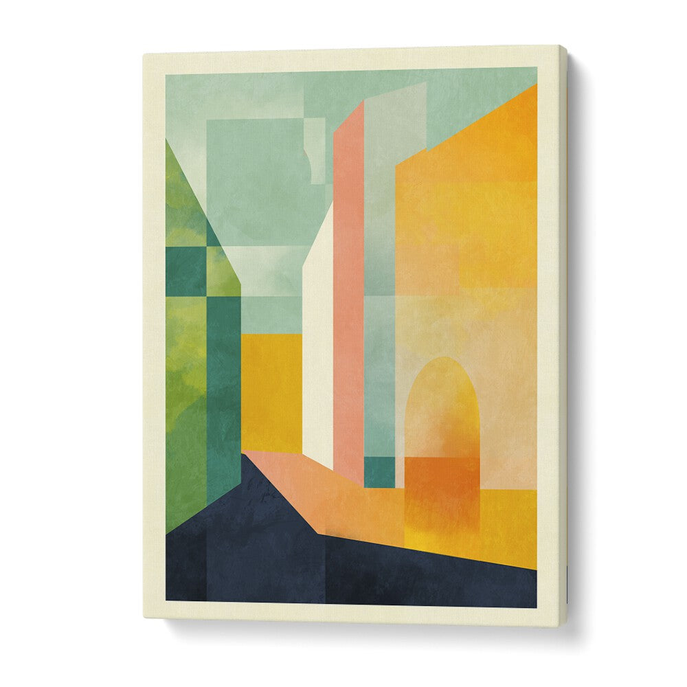 Transform your space with SPACES III TOWN, ABSTRACT PAINTINGS by Ana Rut Bre, showcasing vibrant colors and geometric forms.