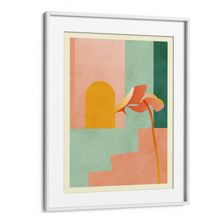 SPACES III TREPPE, ABSTRACT PAINTINGS by Ana Rut Bre features vibrant colors and shapes, enhancing any decor.