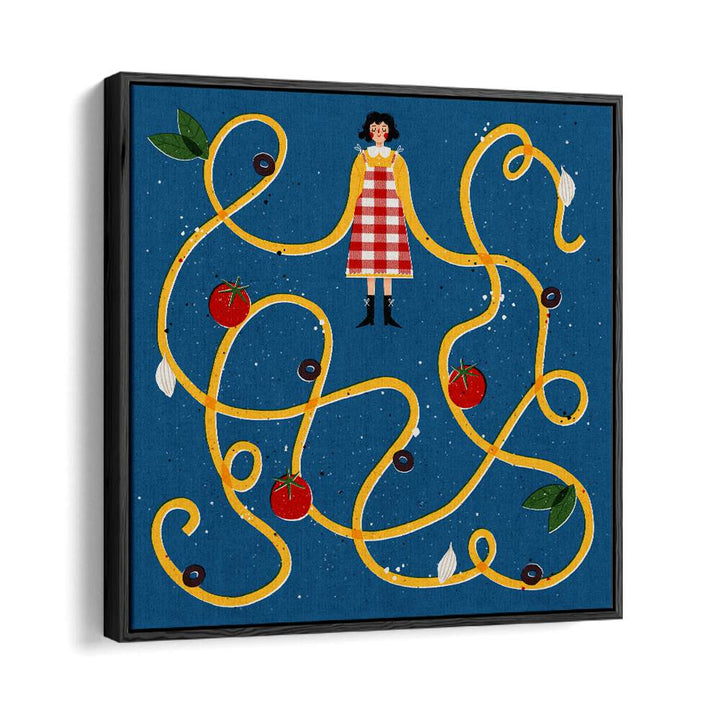 Whimsical SPAGHETTI SLEEVES, KITCHEN ART PRINTS by Julia Leister, featuring vibrant colors and playful design.