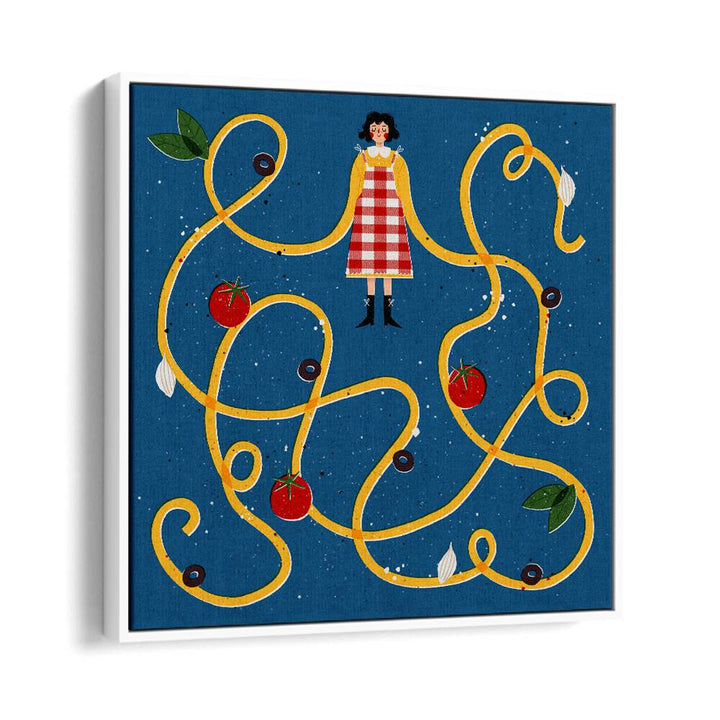 Whimsical Spaghetti Sleeves kitchen art prints by Julia Leister, perfect for adding charm to your culinary space.