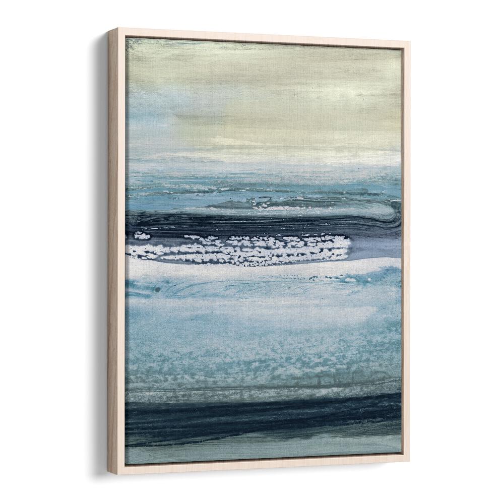 SPLASHED, ABSTRACT PAINTINGS by Dan Hobday features soothing blue tones in a stylish oak floater frame.
