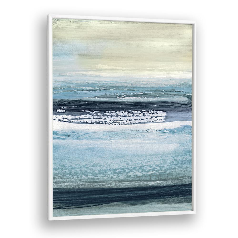 SPLASHED, ABSTRACT PAINTINGS by Dan Hobday showcases soothing blues and whites in a modern framed design.
