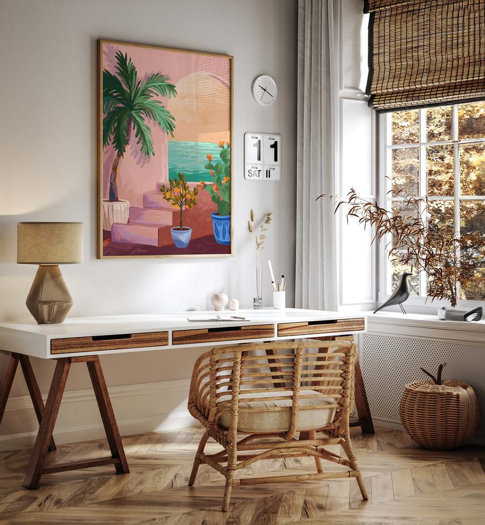 Transform your space with the serene STAIRWAY TO PARADISE, LANDSCAPE PAINTINGS by Goed Blauw for a tranquil ambiance.