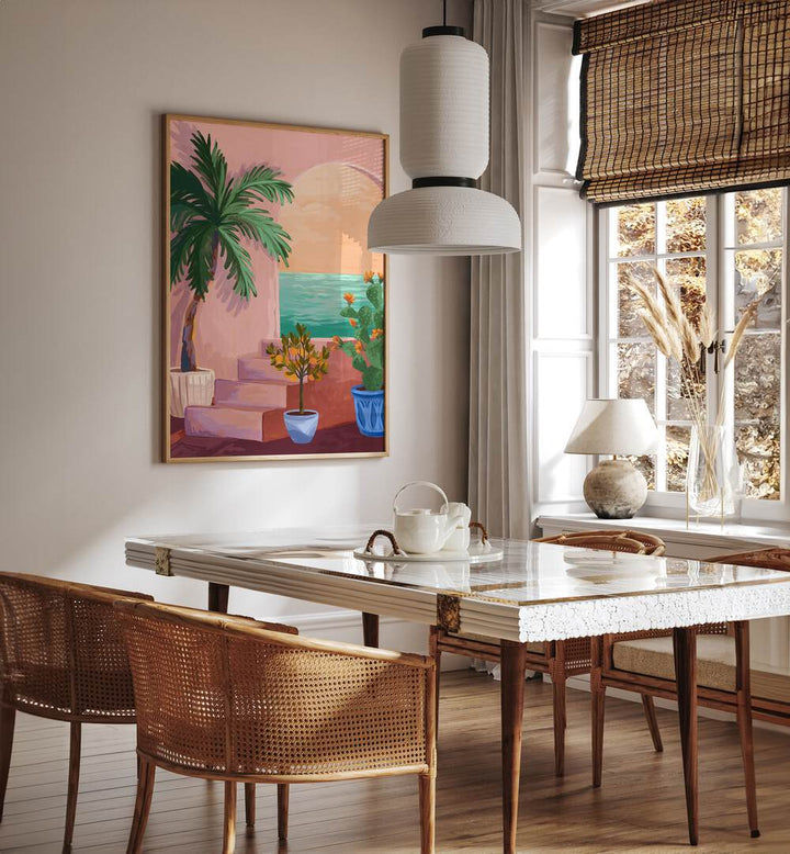 Transform your space with Goed Blauw's STAIRWAY TO PARADISE, LANDSCAPE PAINTINGS featuring serene coastal scenery.