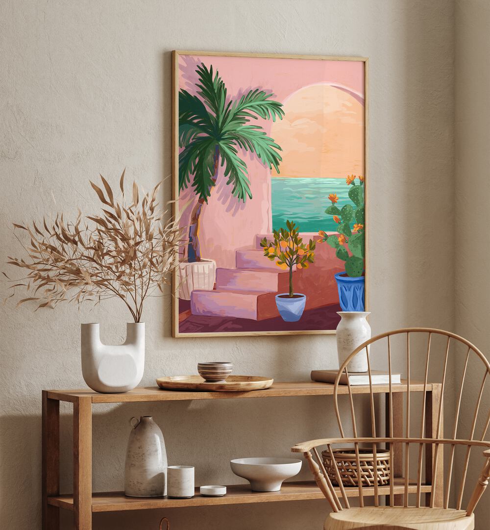 Transform your space with the serene STAIRWAY TO PARADISE, LANDSCAPE PAINTINGS by Goed Blauw, capturing tranquil beauty.
