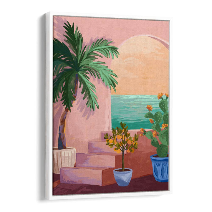 Tranquil "Stairway to Paradise" landscape paintings by Goed Blauw elevate your space with serene beauty.