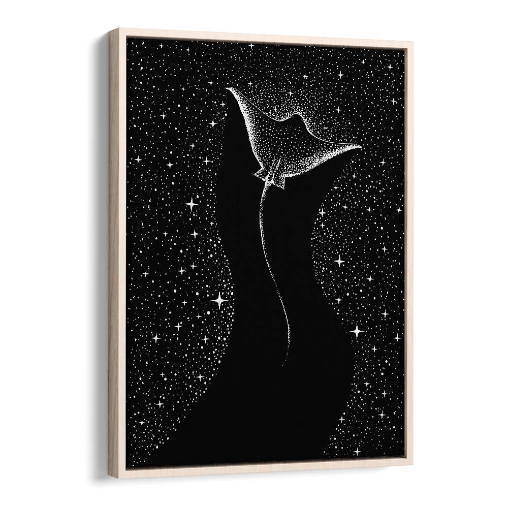 Surreal art prints featuring the STAR COLLECTOR (Black Version) by Aliriza Çakir, framed in oak wood.