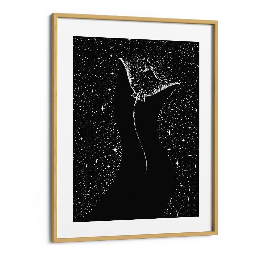 Elegant STAR COLLECTOR, SURREAL ART PRINTS by Aliriza Çakir, showcasing a cosmic black design in a stylish frame.
