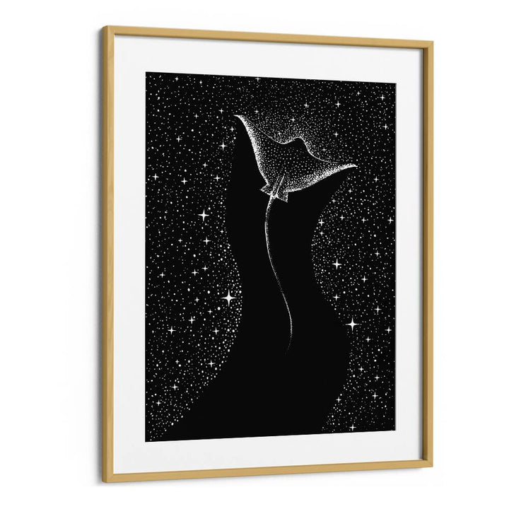 Elegant STAR COLLECTOR, SURREAL ART PRINTS by Aliriza Çakir, showcasing a cosmic black design in a stylish frame.