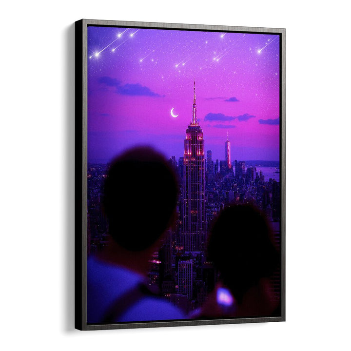 Stardust Cascade, Surreal Art Prints by Ritvik Takkar, features a dreamy skyline with stunning colors and celestial elements.
