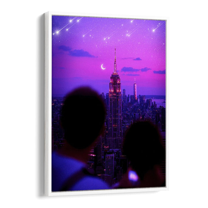 Stardust Cascade, Surreal Art Prints by Ritvik Takkar showcases enchanting cityscapes and dreamy colors.
