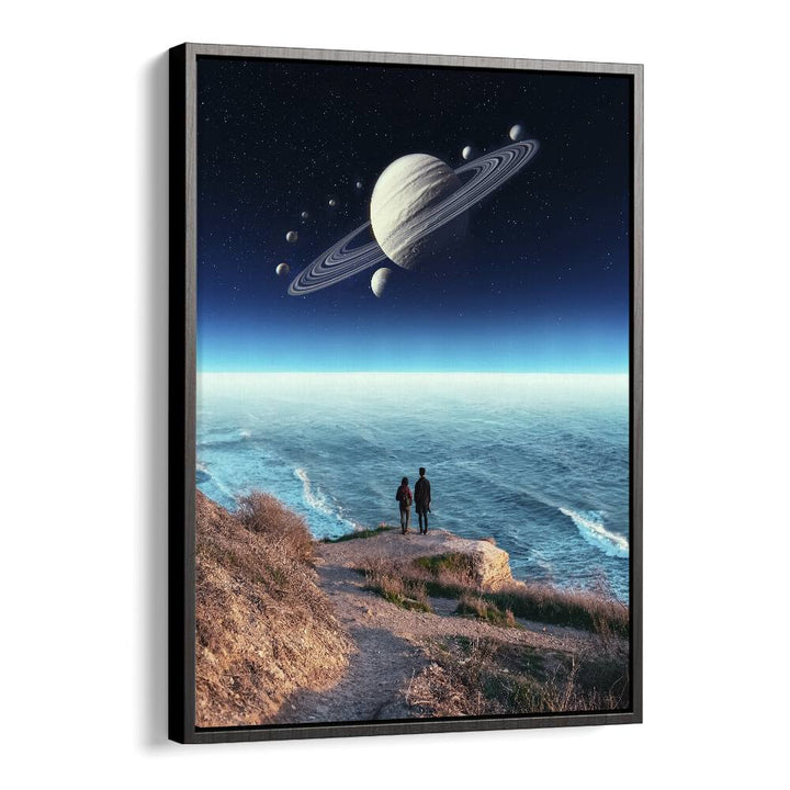 Explore "Staring Into Abyss, Surreal Art Prints" by Ritvik Takkar, featuring cosmic landscapes and vibrant imagination.