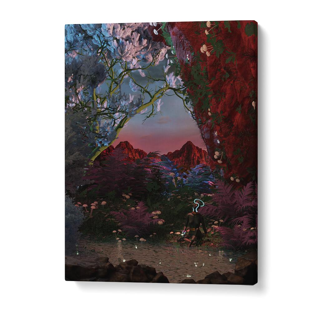 Mesmerizing STILL LIFE FISHING POND, SURREAL ART PRINTS by Cosmo Zach captivates with vibrant colors and enchanting scenery.