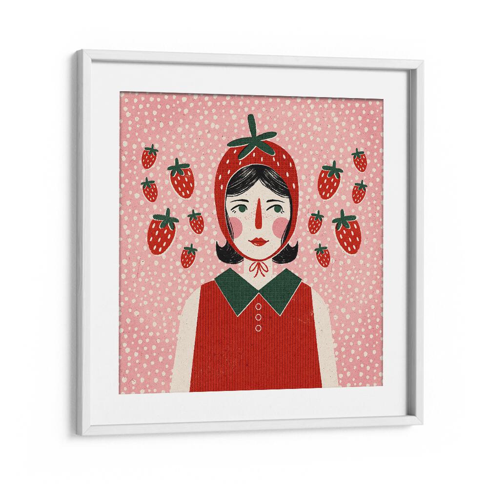 STRAWBERRY GIRL artwork by Julia Leister showcases vibrant creativity in a charming framed illustration.