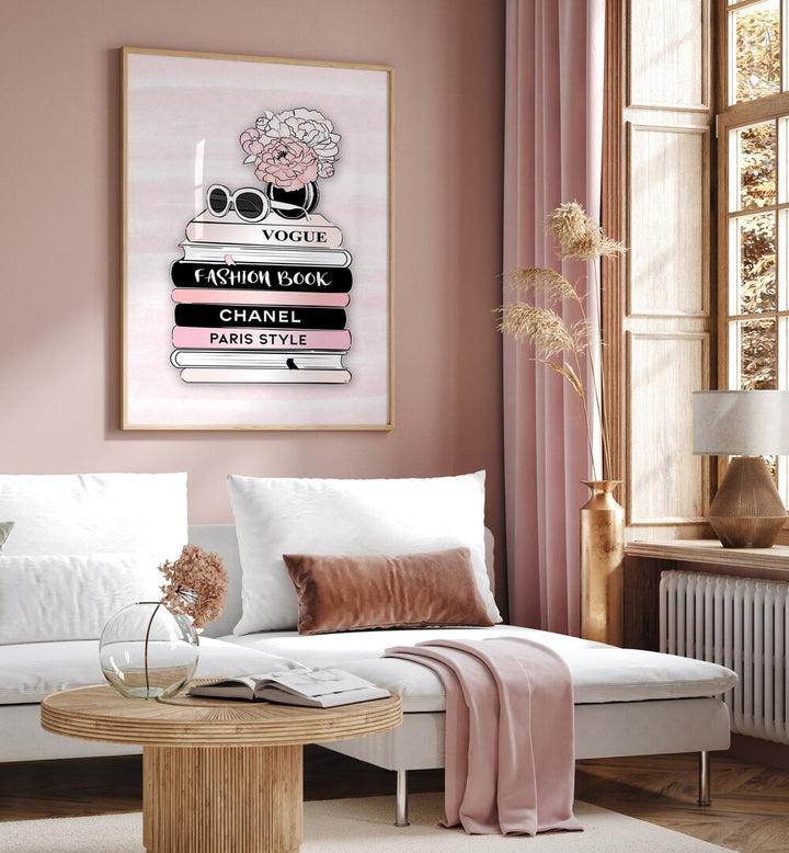 Elegant décor featuring STYLE BOOKS, FASHION POSTERS by Martina, showcasing a stylish stack of fashion books.