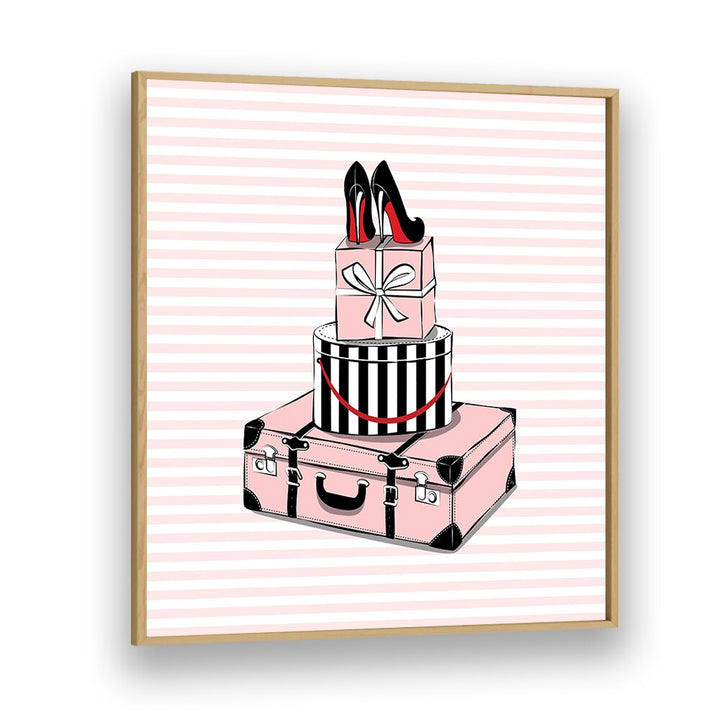 Stylish Travels, Fashion Posters featuring chic luggage and heels, perfect for elevating your space with Martina's art.