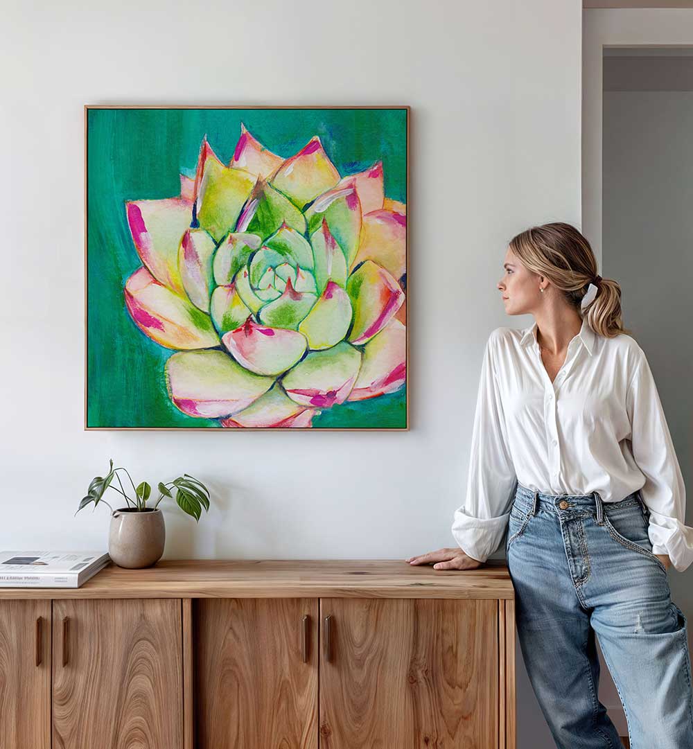 SUCCULENT I LARGE , FLORAL FLOWER PAINTINGS