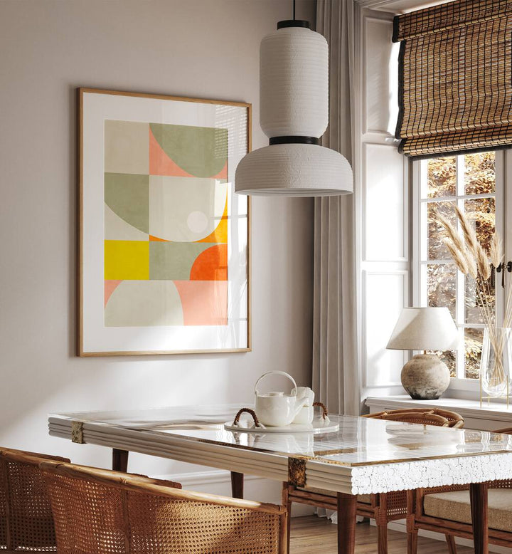Elegant interior featuring "Summer Circle," an abstract painting by Ana Rut Bre, perfect for enhancing decor.