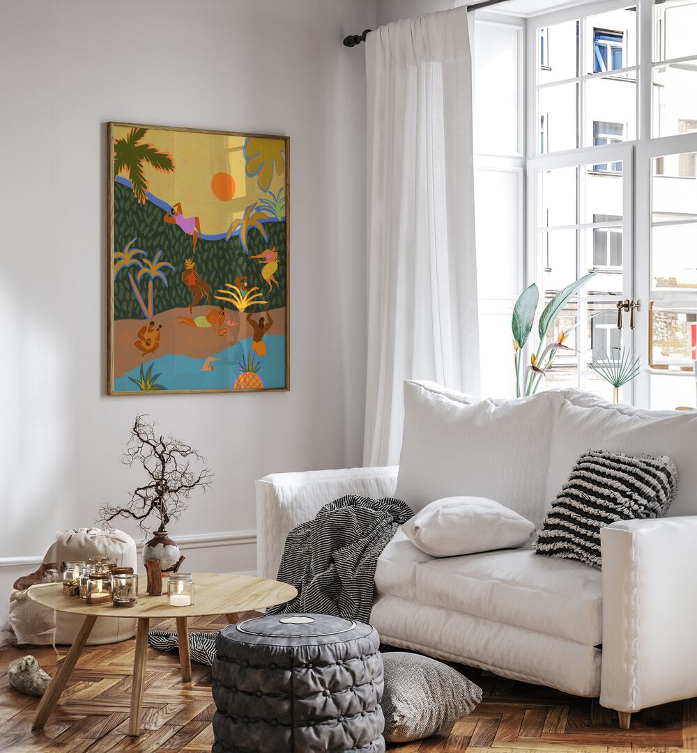 Vibrant "Summer Paradise, Portraits" wall art by Arty Guava enhances any space with modern elegance.