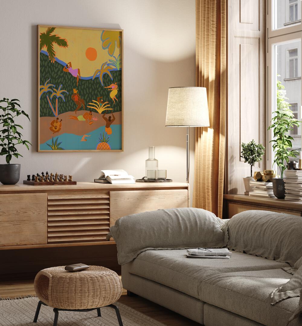 Vibrant "Summer Paradise, Portraits" wall art by Arty Guava enhances modern home decor with elegance.