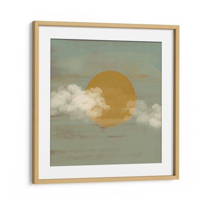 SUN A CLOUDS, BOHO ART PAINTINGS by Nilesh Kulkarni features a framed sun and cloud design for a charming decor touch.
