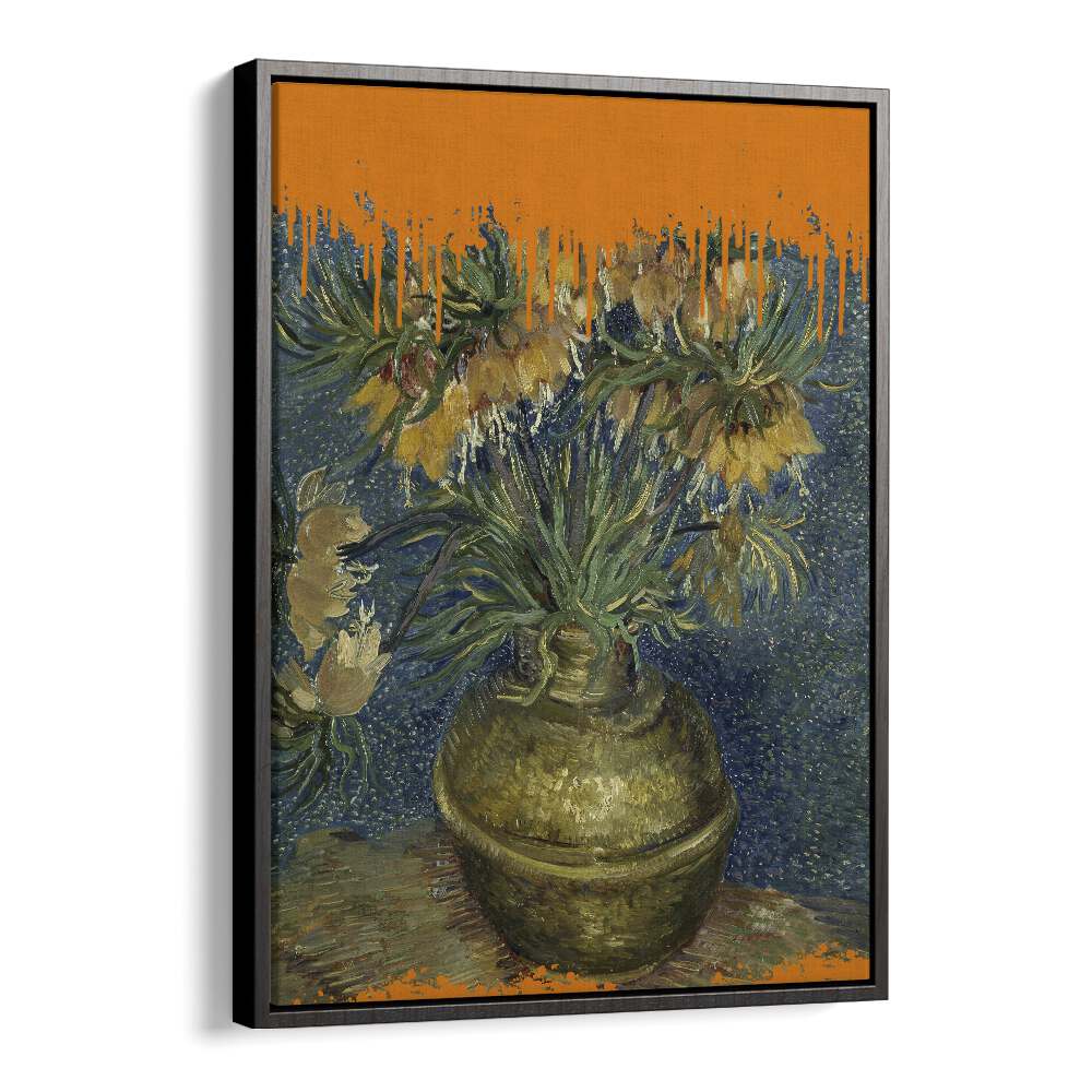 Stunning SUNFLOWERS AND THE SPLASH, ALTERED ART PRINTS in a black floater frame, perfect for modern home decor.