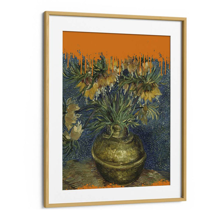 Vibrant 'Sunflowers and the Splash, Altered Art Prints' elevates decor with a modern Van Gogh twist in a stylish frame.