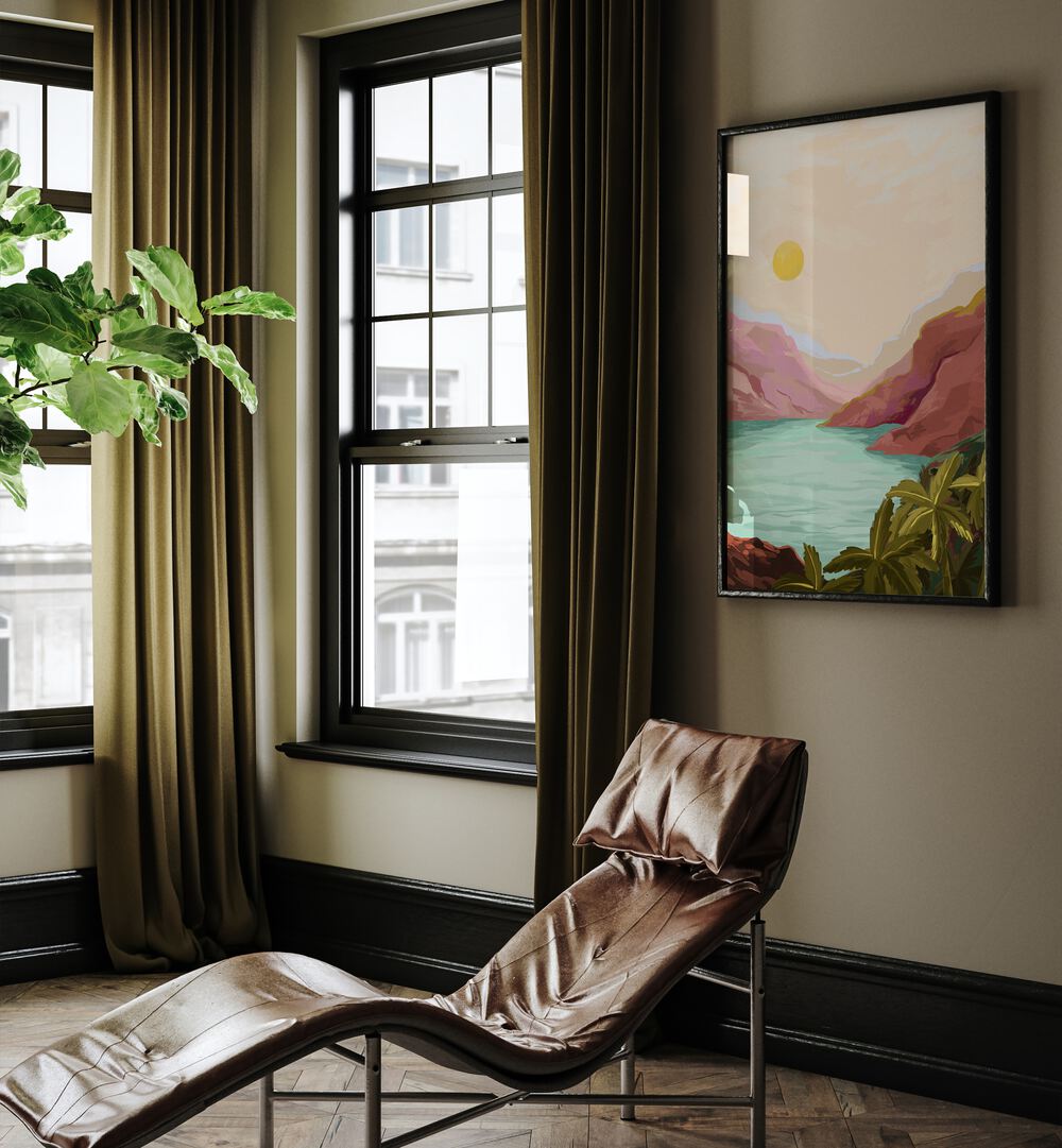 Transform your space with SUNNY PARADISE, LANDSCAPE PAINTINGS by Goed Blauw, capturing serene natural beauty.