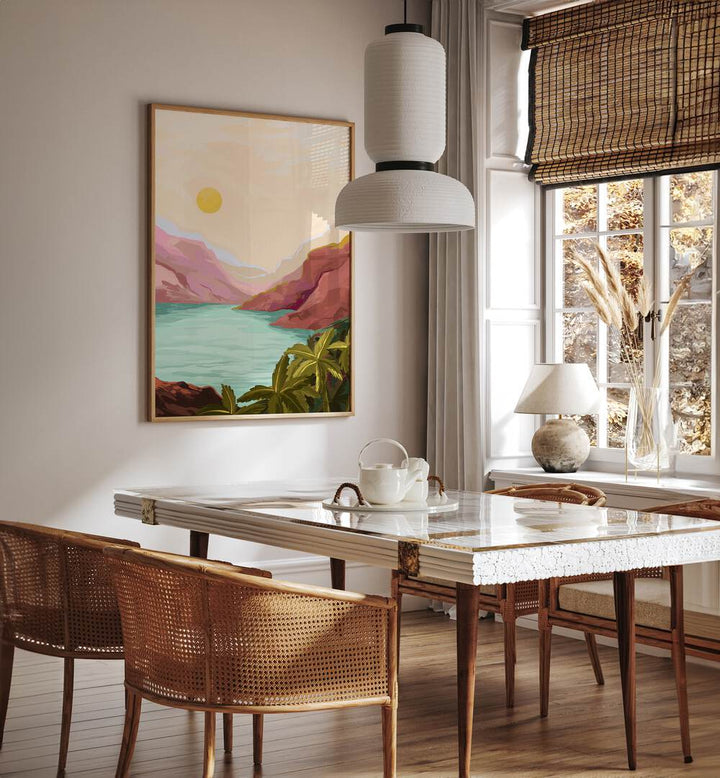 Transform your space with SUNNY PARADISE, LANDSCAPE PAINTINGS by Goed Blauw, capturing serene coastal beauty.