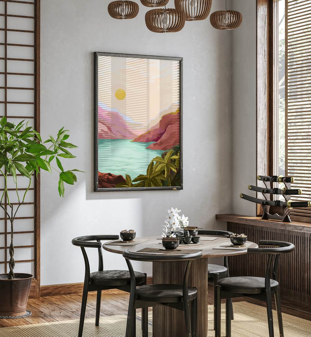 Transform your space with SUNNY PARADISE, LANDSCAPE PAINTINGS by Goed Blauw, capturing serene natural beauty.