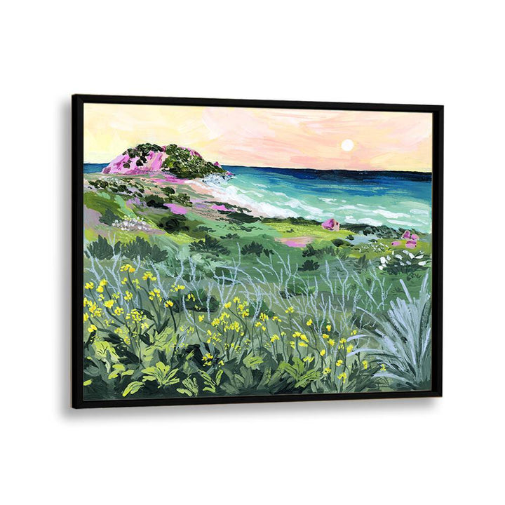 Vibrant Sunset Rock landscape painting by Sarah Gesek, perfect for enhancing your home decor with nature's beauty.