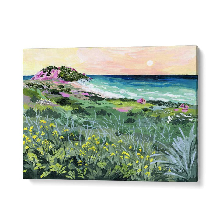 Vibrant SUNSET ROCK, LANDSCAPE PAINTINGS by Sarah Gesek, capturing nature's beauty on premium canvas. Perfect for your home.