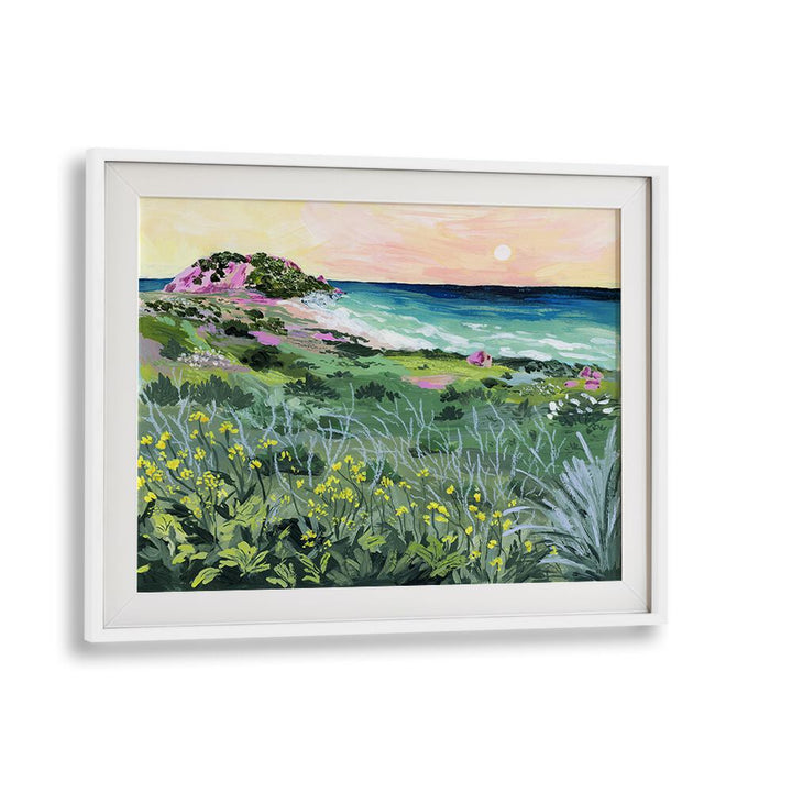Vibrant SUNSET ROCK, LANDSCAPE PAINTINGS by Sarah Gesek, perfect for elevating your living space with nature’s beauty.