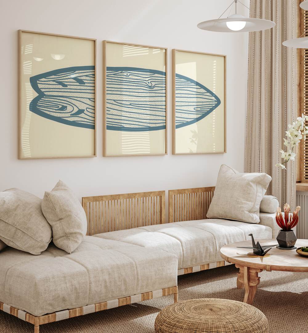 Enhance your home with SURF BOARD ARTWORKS, SET OF 3 PAINTINGS, showcasing vibrant surfboard designs for a coastal vibe.