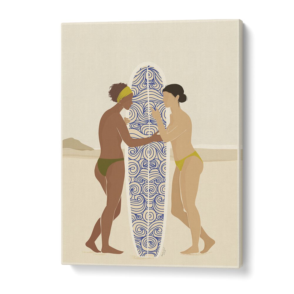 "Surfing Connects People, Beach Paintings by Andi Bell showcases vibrant surf culture and the spirit of connection."