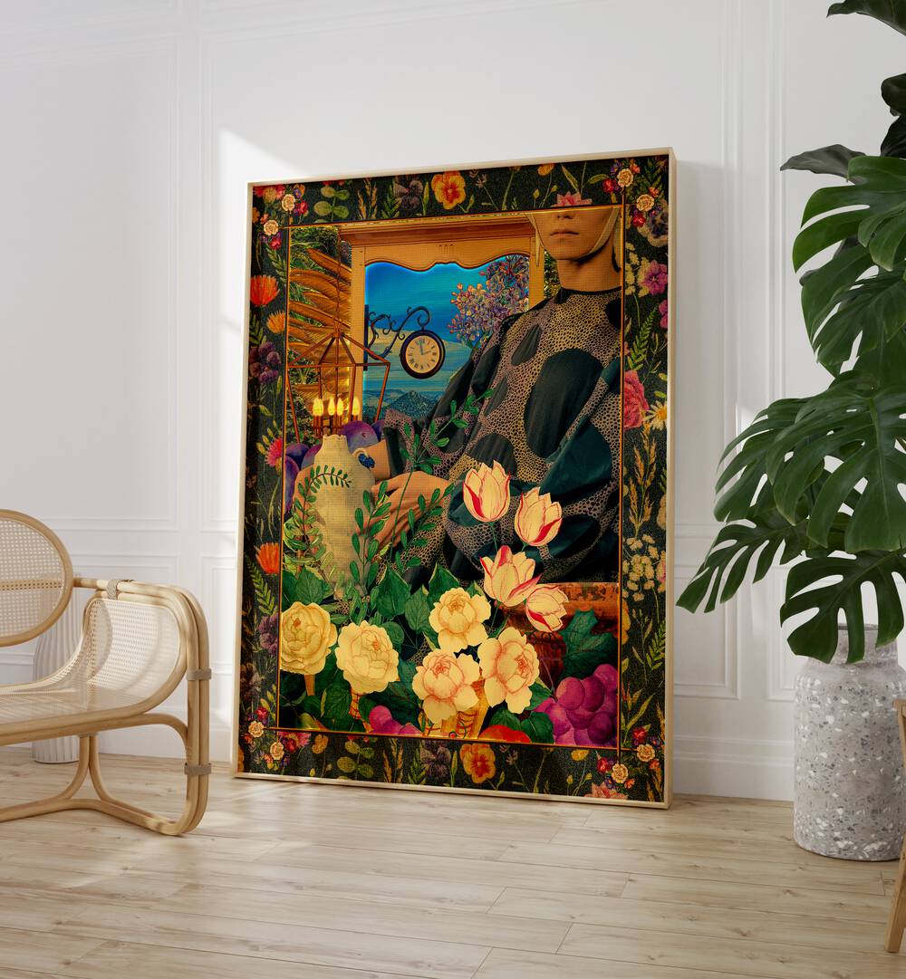 Stunning SURREAL FLORAL PORTAIL by Cosmo Zach, perfect for enhancing your space with SURREAL ART PRINTS.