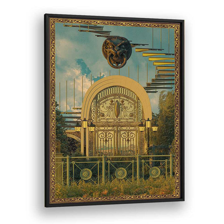 Transform your space with SURREAL GATE, SURREAL ART PRINTS by Cosmo Zach, a mesmerizing art piece in a sleek black frame.
